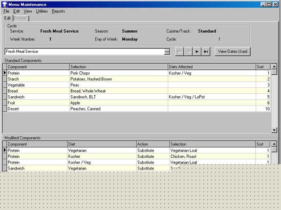 One Day's Menu Screen Shot